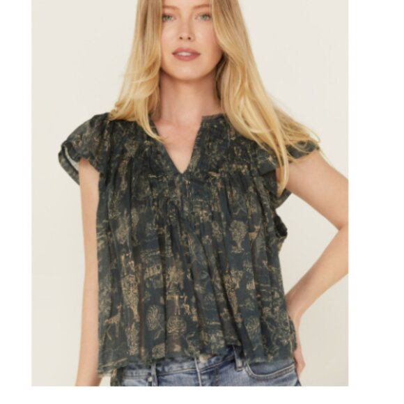 Free People Printed Padma Top Medium NWT - Picture 3 of 15